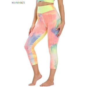 Embrace Yourself Tie Dye Scrunched Ruched Tik Tok Leggings Women's Size Large